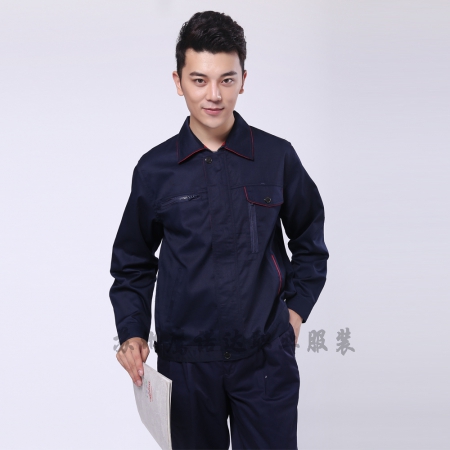 藏青拼大红仓库工衣定做AC099-CC