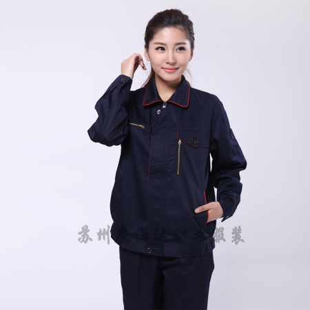 藏青拼大红仓库工衣定做AC099-CC